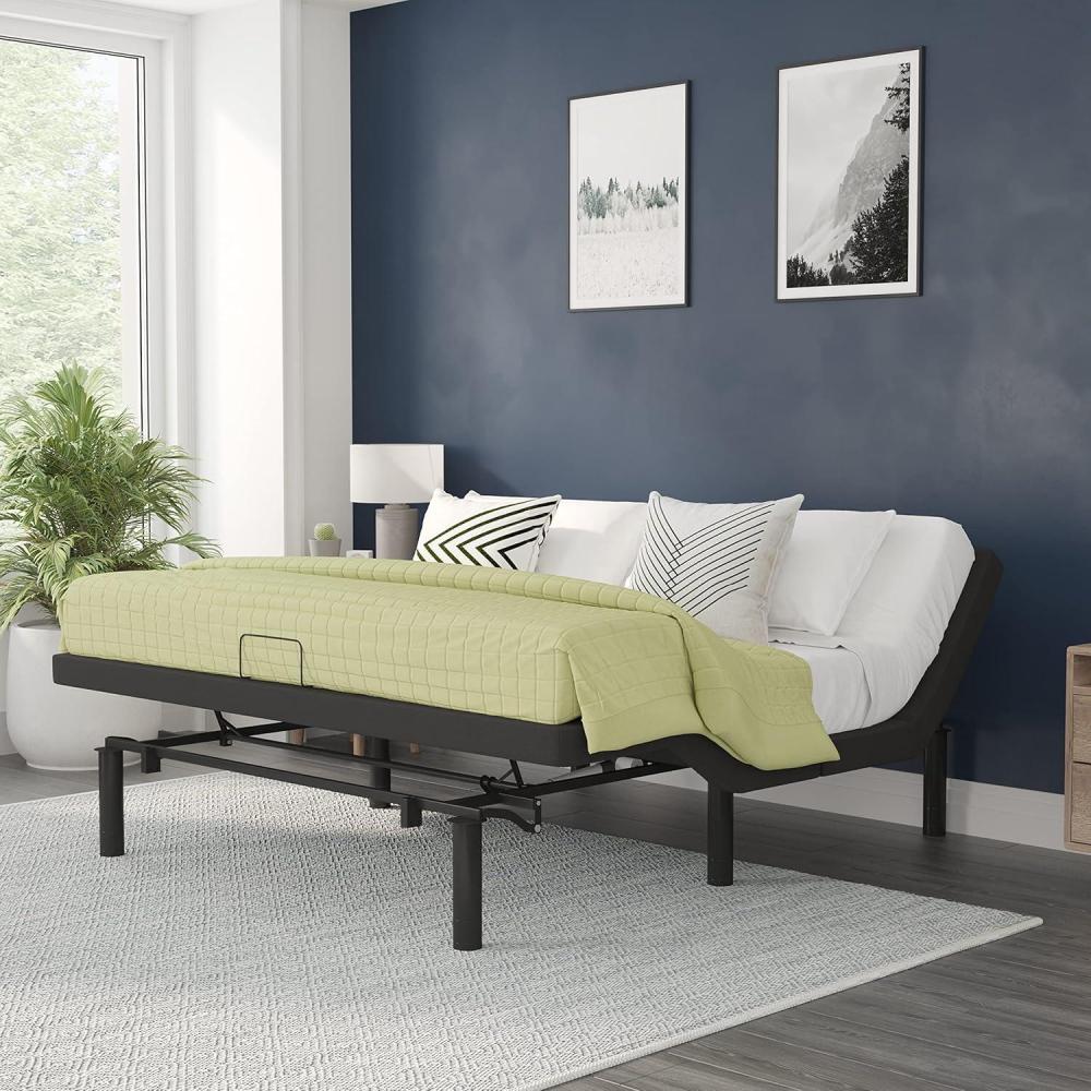 image:imageFlash Furniture Selene Adjustable Bed BaseBlack AntiSkid UpholsteryHeight Adjustable LegsProgrammable Wireless RemoteIndependent HeadFoot InclineTwin XLKing