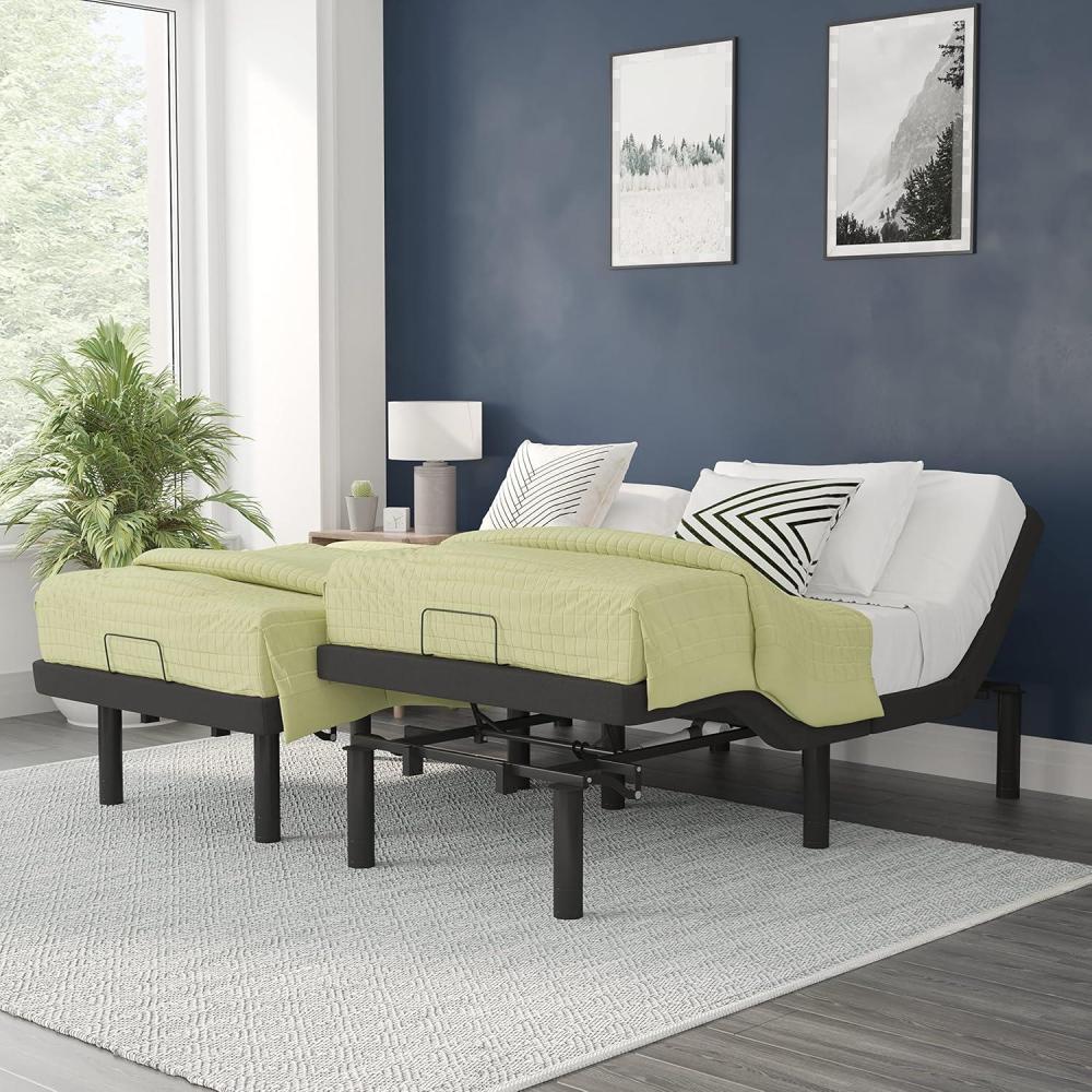 image:imageFlash Furniture Selene Adjustable Bed BaseBlack AntiSkid UpholsteryHeight Adjustable LegsProgrammable Wireless RemoteIndependent HeadFoot InclineTwin XLSplit King