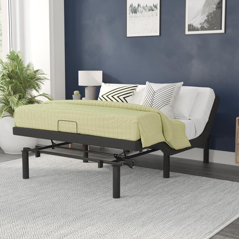 image:imageFlash Furniture Selene Adjustable Bed BaseBlack AntiSkid UpholsteryHeight Adjustable LegsProgrammable Wireless RemoteIndependent HeadFoot InclineTwin XLQueen