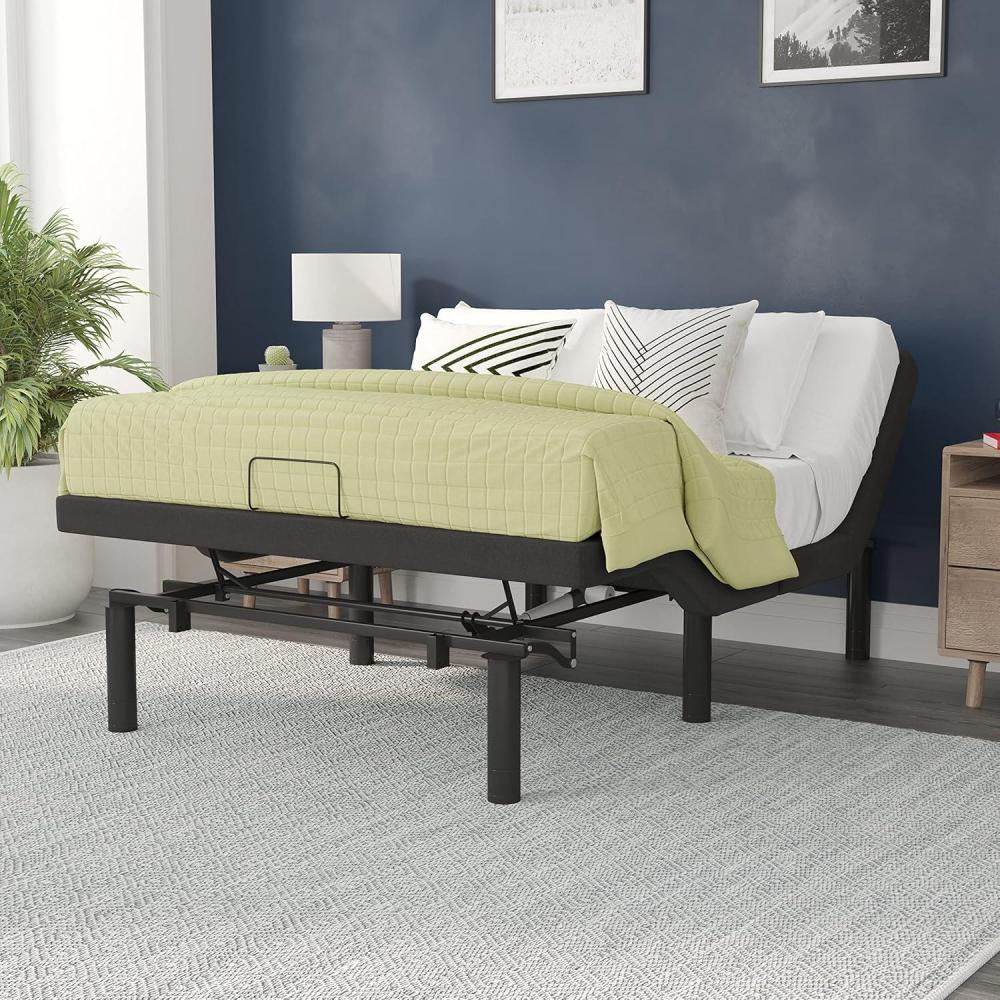 image:imageFlash Furniture Selene Adjustable Bed BaseBlack AntiSkid UpholsteryHeight Adjustable LegsProgrammable Wireless RemoteIndependent HeadFoot InclineTwin XLFull