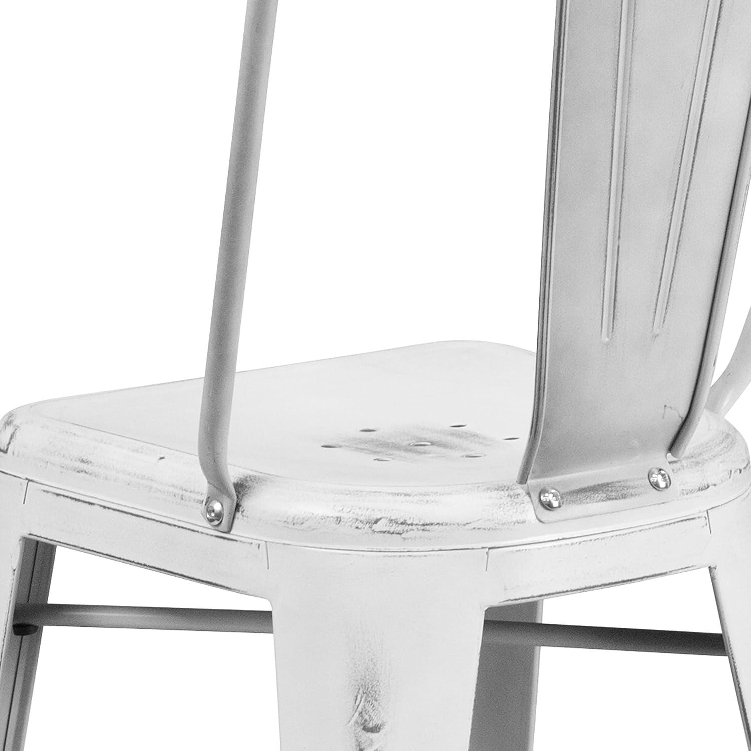 image:imageFlash Furniture Blake Commercial Grade 4 Pack 24 High Distressed White Metal IndoorOutdoor Counter Height Stool with Back