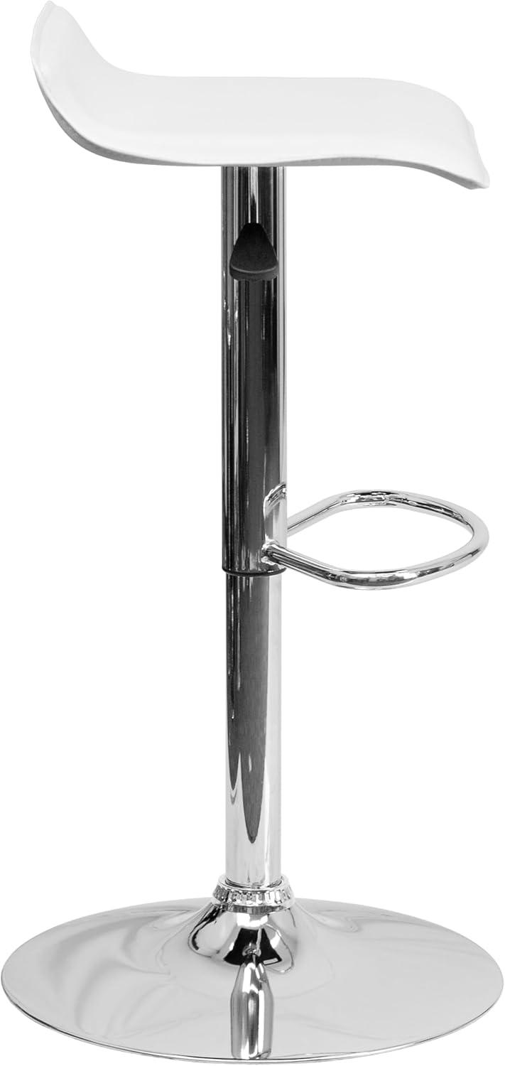 image:imageFlash Furniture Contemporary Brown Vinyl Adjustable Height Barstool with Solid Wave Seat and Chrome Base