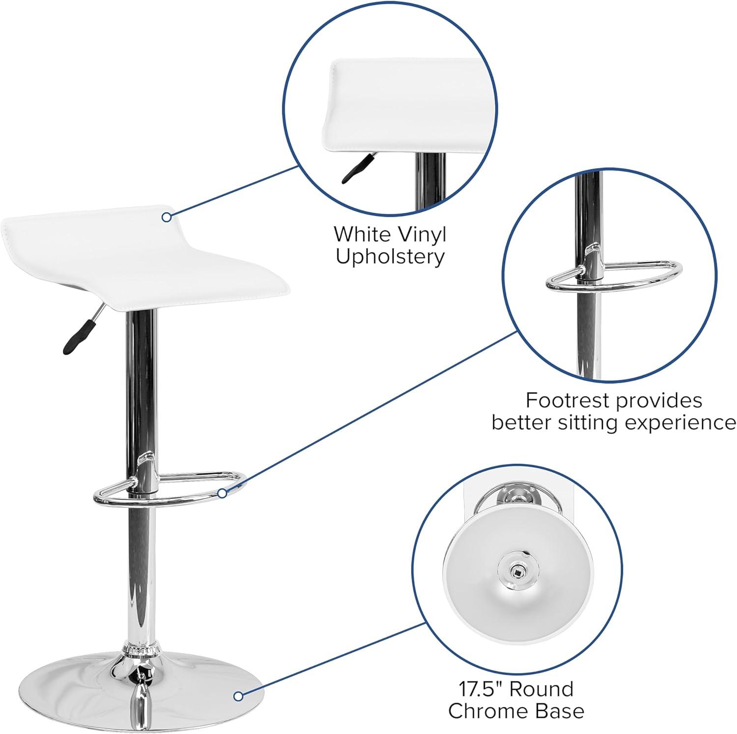 image:imageFlash Furniture Contemporary Brown Vinyl Adjustable Height Barstool with Solid Wave Seat and Chrome Base