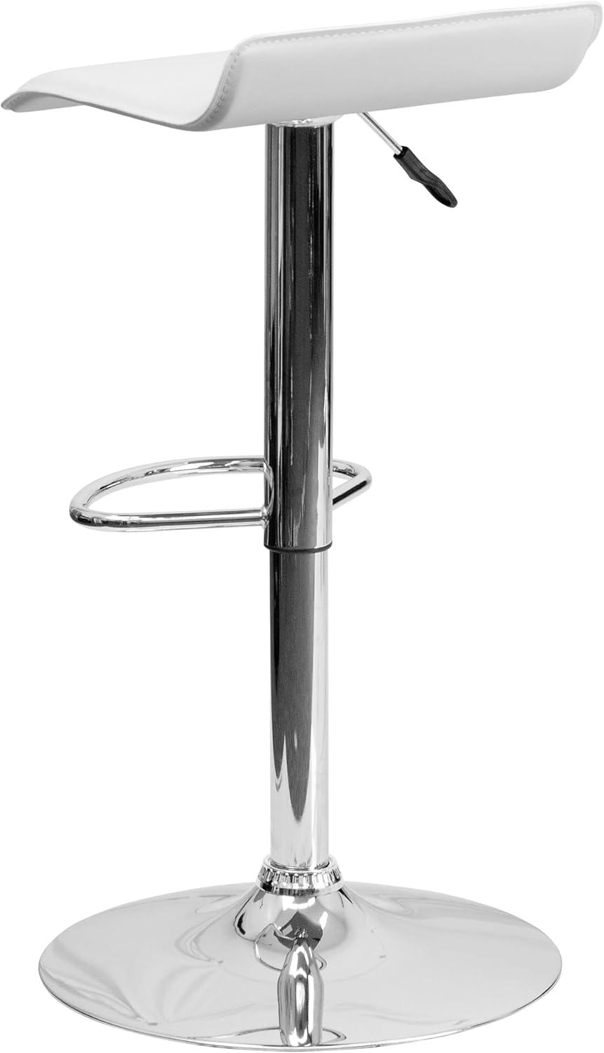 image:imageFlash Furniture Contemporary Brown Vinyl Adjustable Height Barstool with Solid Wave Seat and Chrome Base