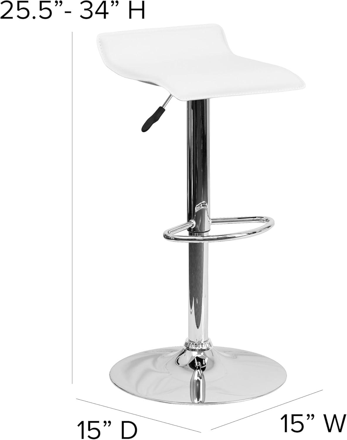 image:imageFlash Furniture Contemporary Brown Vinyl Adjustable Height Barstool with Solid Wave Seat and Chrome Base