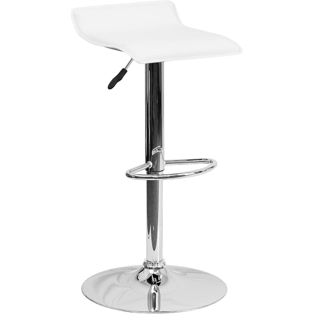 image:imageFlash Furniture Contemporary Brown Vinyl Adjustable Height Barstool with Solid Wave Seat and Chrome Base