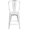 Flash Furniture Blake Commercial Grade 4 Pack 24″ High Distressed White Metal Indoor-Outdoor Counter Height Stool with Back