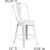 Flash Furniture Blake Commercial Grade 4 Pack 24″ High Distressed White Metal Indoor-Outdoor Counter Height Stool with Back