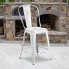Flash Furniture Blake Commercial Grade 4 Pack 24″ High Distressed White Metal Indoor-Outdoor Counter Height Stool with Back