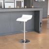 Flash Furniture Contemporary Brown Vinyl Adjustable Height Barstool with Solid Wave Seat and Chrome Base