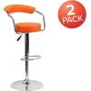 Flash Furniture Cruz Contemporary Orange Vinyl Adjustable Height Barstool with Arms and Chrome Base(orange)