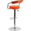 Flash Furniture Cruz Contemporary Orange Vinyl Adjustable Height Barstool with Arms and Chrome Base(orange)