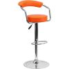 Flash Furniture Cruz Contemporary Orange Vinyl Adjustable Height Barstool with Arms and Chrome Base(orange)