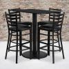 Flash Furniture Jamie 24” x 42” Rectangular Black Laminate Table Set with 4 Ladder Back Metal Barstools – Black Vinyl Seat(Black Top/Black Vinyl Seat)