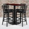 Flash Furniture Jamie 24” x 42” Rectangular Black Laminate Table Set with 4 Ladder Back Metal Barstools – Black Vinyl Seat(Mahogany Top/Black Vinyl Seat)