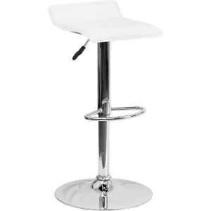 Flash Furniture Contemporary Brown Vinyl Adjustable Height Barstool with Solid Wave Seat and Chrome Base