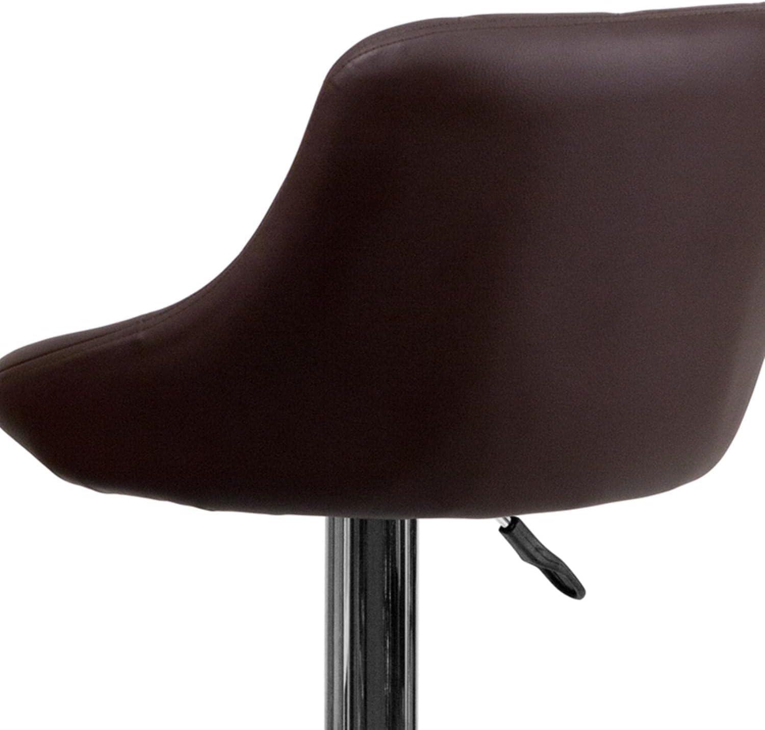 image:imageContemporary Vinyl Bucket Seat Adjustable Height Bar Stool with Chrome Base Brown