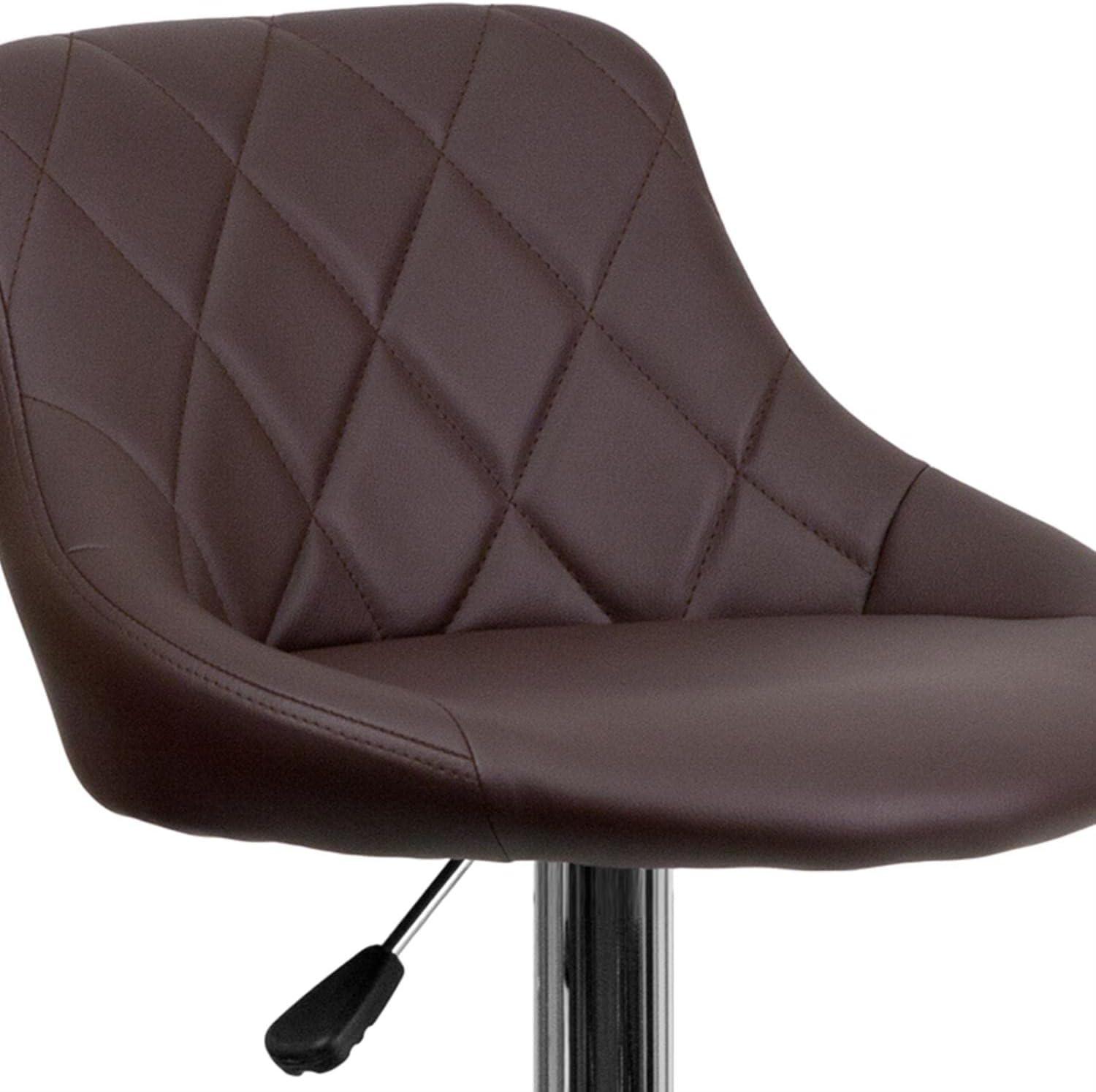image:imageContemporary Vinyl Bucket Seat Adjustable Height Bar Stool with Chrome Base Brown