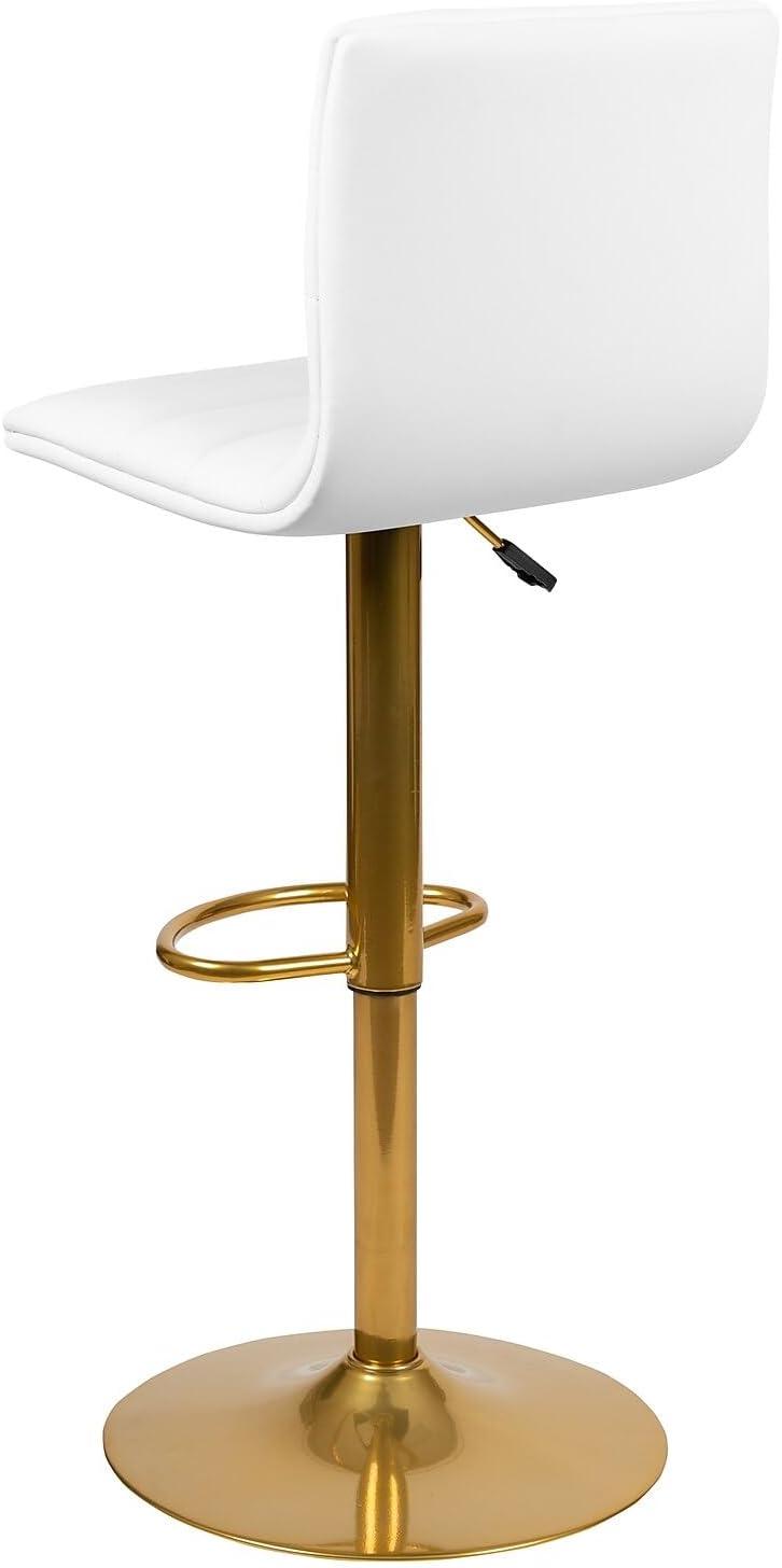 image:imageFlash Furniture Vincent Modern Vinyl Height Adjustable Bar Stools Stylish Counter or Bar Height Swivel Stools with Footrests Set of 2 WhiteGold
