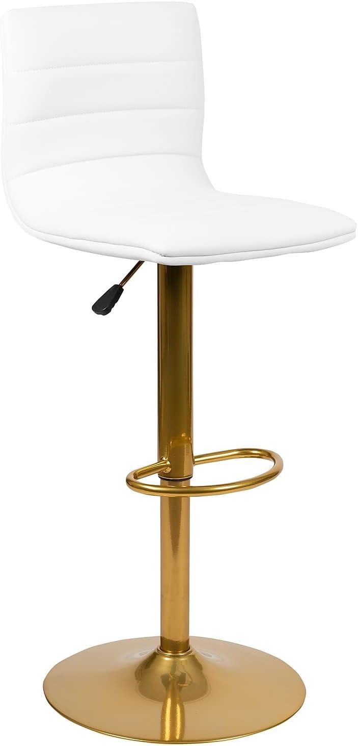 image:imageFlash Furniture Vincent Modern Vinyl Height Adjustable Bar Stools Stylish Counter or Bar Height Swivel Stools with Footrests Set of 2 WhiteGold