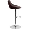Contemporary Vinyl Bucket Seat Adjustable Height Bar Stool with Chrome Base Brown