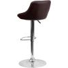 Contemporary Vinyl Bucket Seat Adjustable Height Bar Stool with Chrome Base Brown