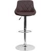 Contemporary Vinyl Bucket Seat Adjustable Height Bar Stool with Chrome Base Brown