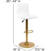 Flash Furniture Vincent Modern Vinyl Height Adjustable Bar Stools, Stylish Counter or Bar Height Swivel Stools with Footrests, Set of 2, White/Gold
