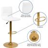 Flash Furniture Vincent Modern Vinyl Height Adjustable Bar Stools, Stylish Counter or Bar Height Swivel Stools with Footrests, Set of 2, White/Gold