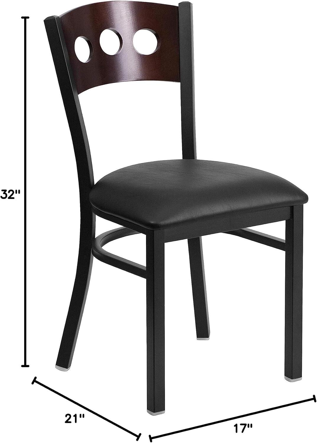image:imageFlash Furniture 2 Pk HERCULES Series Black 3 Circle Back Metal Restaurant Chair Walnut Wood Back Black Vinyl SeatWalnut Wood BackBlack Vinyl SeatBlack Metal Frame