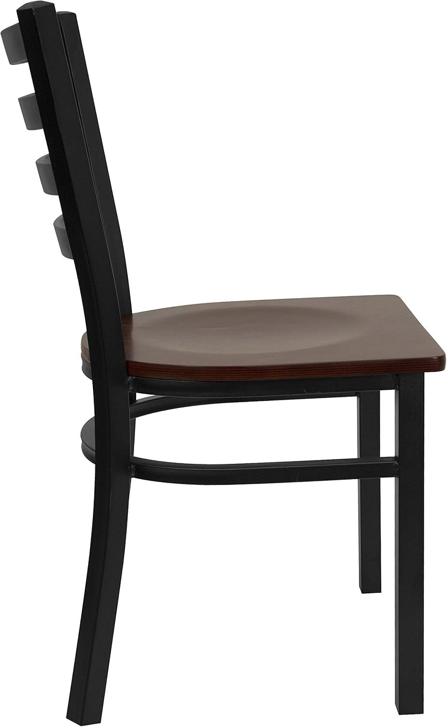 image:imageFlash Furniture 4 Pk HERCULES Series Brownblack Ladder Back Metal Restaurant Chair Mahogany Wood Seat