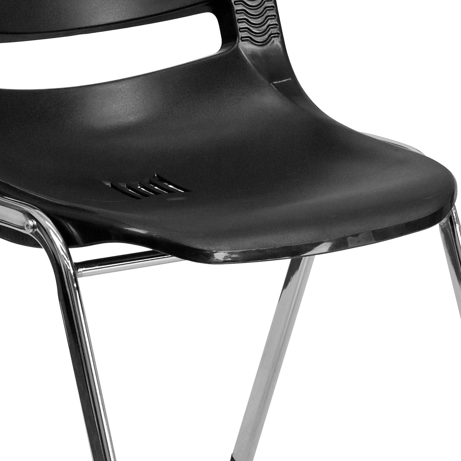 image:imageFlash Furniture 5 Pack HERCULES Series 880 lb Capacity Black Ergonomic Shell Stack Chair with Chrome Frame and 18 Seat HeightBlack PlasticChrome Frame