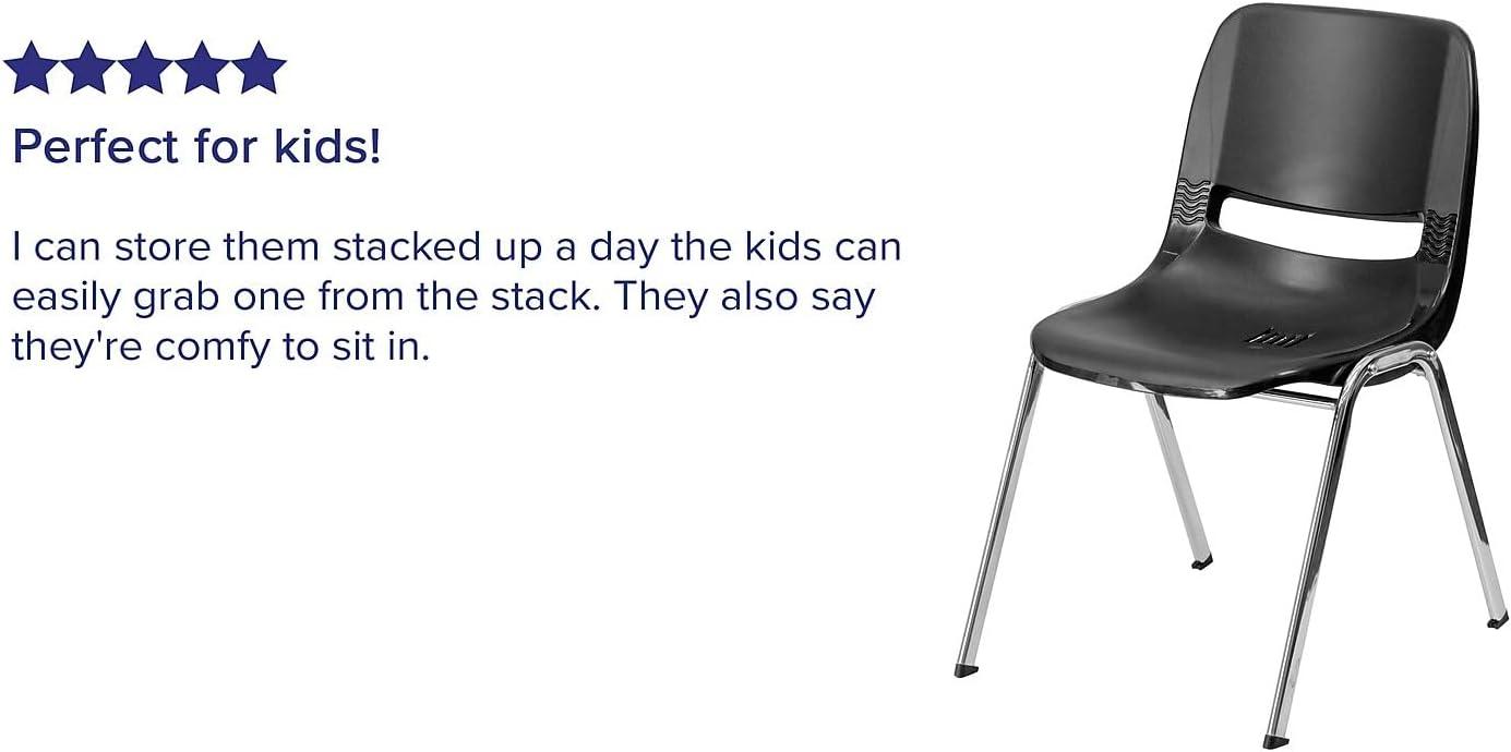 image:imageFlash Furniture 5 Pack HERCULES Series 880 lb Capacity Black Ergonomic Shell Stack Chair with Chrome Frame and 18 Seat HeightBlack PlasticChrome Frame