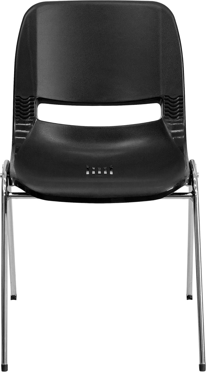 image:imageFlash Furniture 5 Pack HERCULES Series 880 lb Capacity Black Ergonomic Shell Stack Chair with Chrome Frame and 18 Seat HeightBlack PlasticChrome Frame