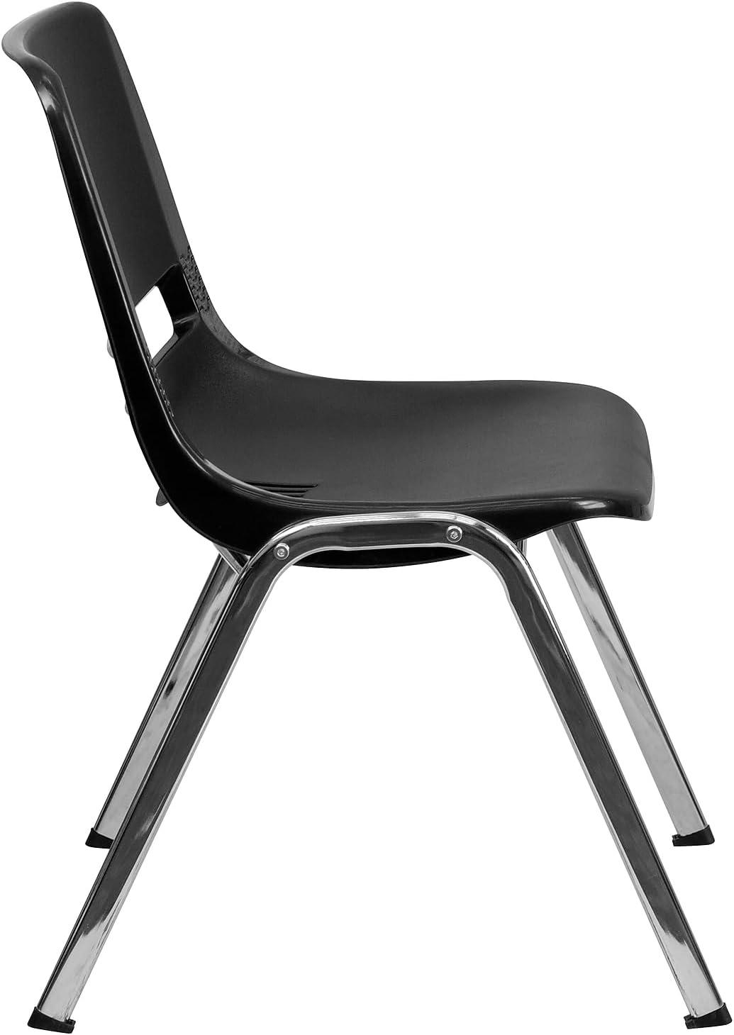 image:imageFlash Furniture 5 Pack HERCULES Series 880 lb Capacity Black Ergonomic Shell Stack Chair with Chrome Frame and 18 Seat HeightBlack PlasticChrome Frame