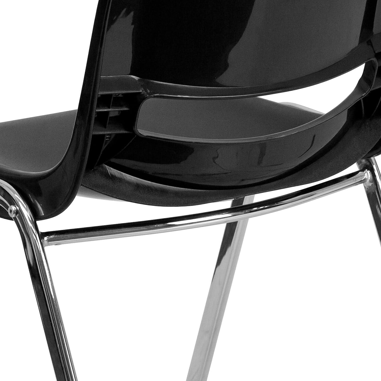image:imageFlash Furniture 5 Pack HERCULES Series 880 lb Capacity Black Ergonomic Shell Stack Chair with Chrome Frame and 18 Seat HeightBlack PlasticChrome Frame