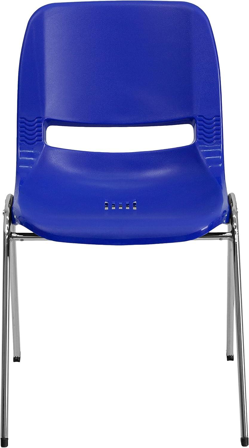 image:imageFlash Furniture 5 Pack HERCULES Series 880 lb Capacity Black Ergonomic Shell Stack Chair with Chrome Frame and 18 Seat HeightNavy PlasticChrome Frame