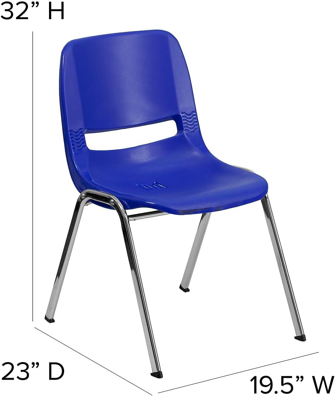image:imageFlash Furniture 5 Pack HERCULES Series 880 lb Capacity Black Ergonomic Shell Stack Chair with Chrome Frame and 18 Seat HeightNavy PlasticChrome Frame