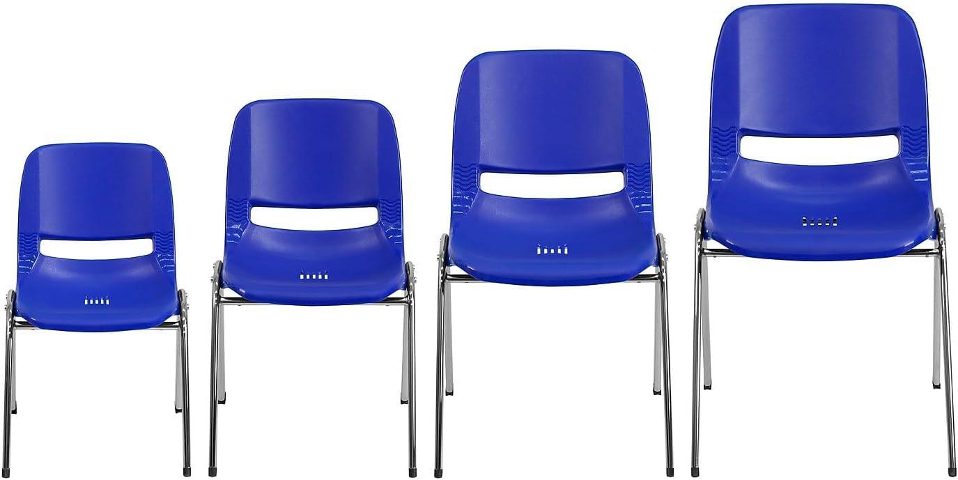 image:imageFlash Furniture 5 Pack HERCULES Series 880 lb Capacity Black Ergonomic Shell Stack Chair with Chrome Frame and 18 Seat HeightNavy PlasticChrome Frame