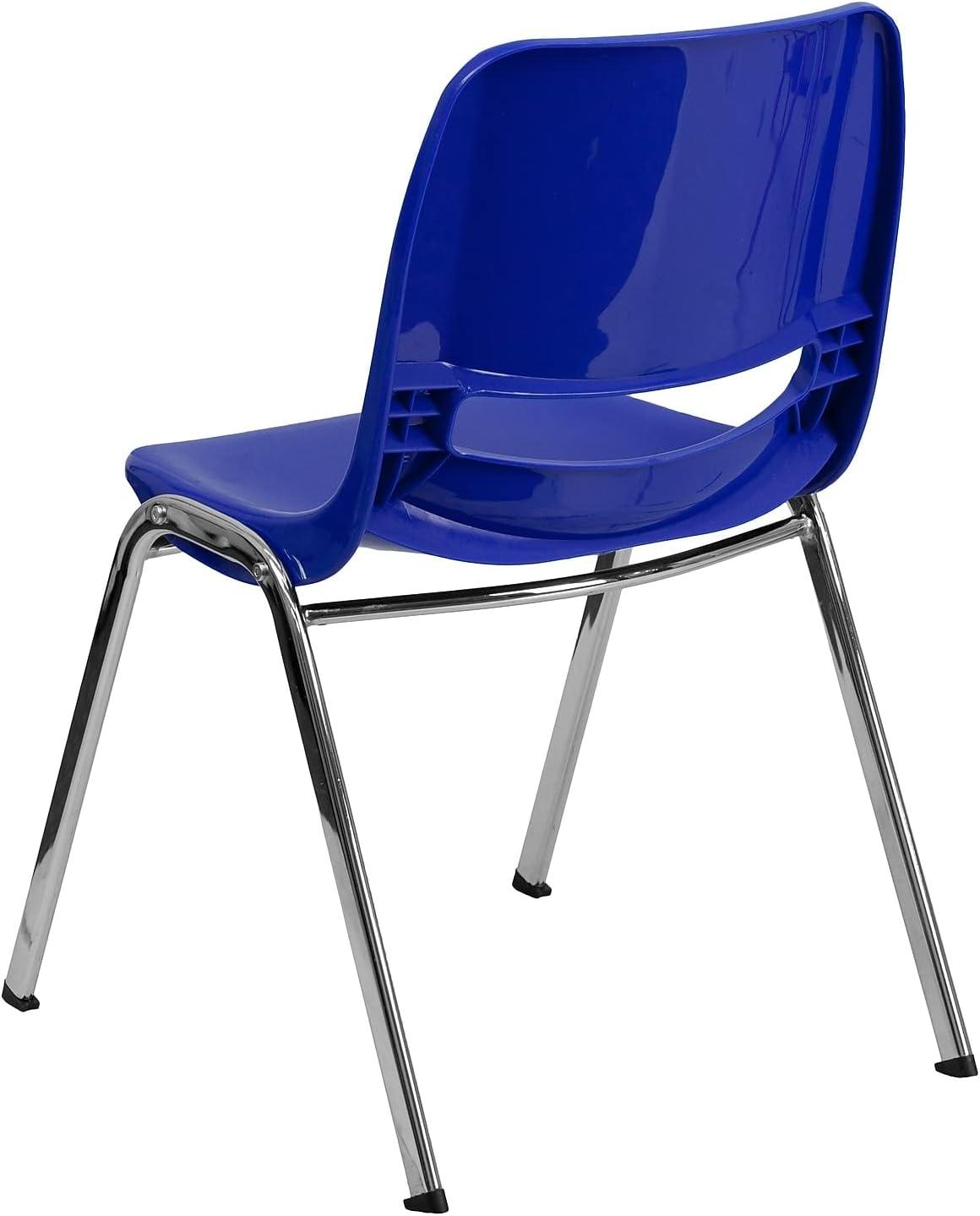 image:imageFlash Furniture 5 Pack HERCULES Series 880 lb Capacity Black Ergonomic Shell Stack Chair with Chrome Frame and 18 Seat HeightNavy PlasticChrome Frame