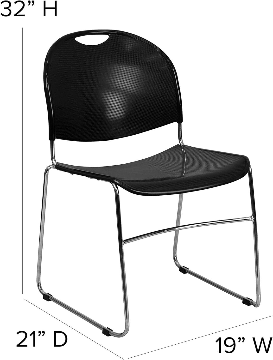 image:imageFlash Furniture 5 Pack HERCULES Series 880 lb Capacity Black UltraCompact Stack Chair with Chrome FrameBlack PlasticChrome Frame