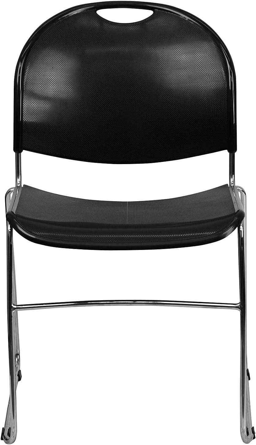 image:imageFlash Furniture 5 Pack HERCULES Series 880 lb Capacity Black UltraCompact Stack Chair with Chrome FrameBlack PlasticChrome Frame