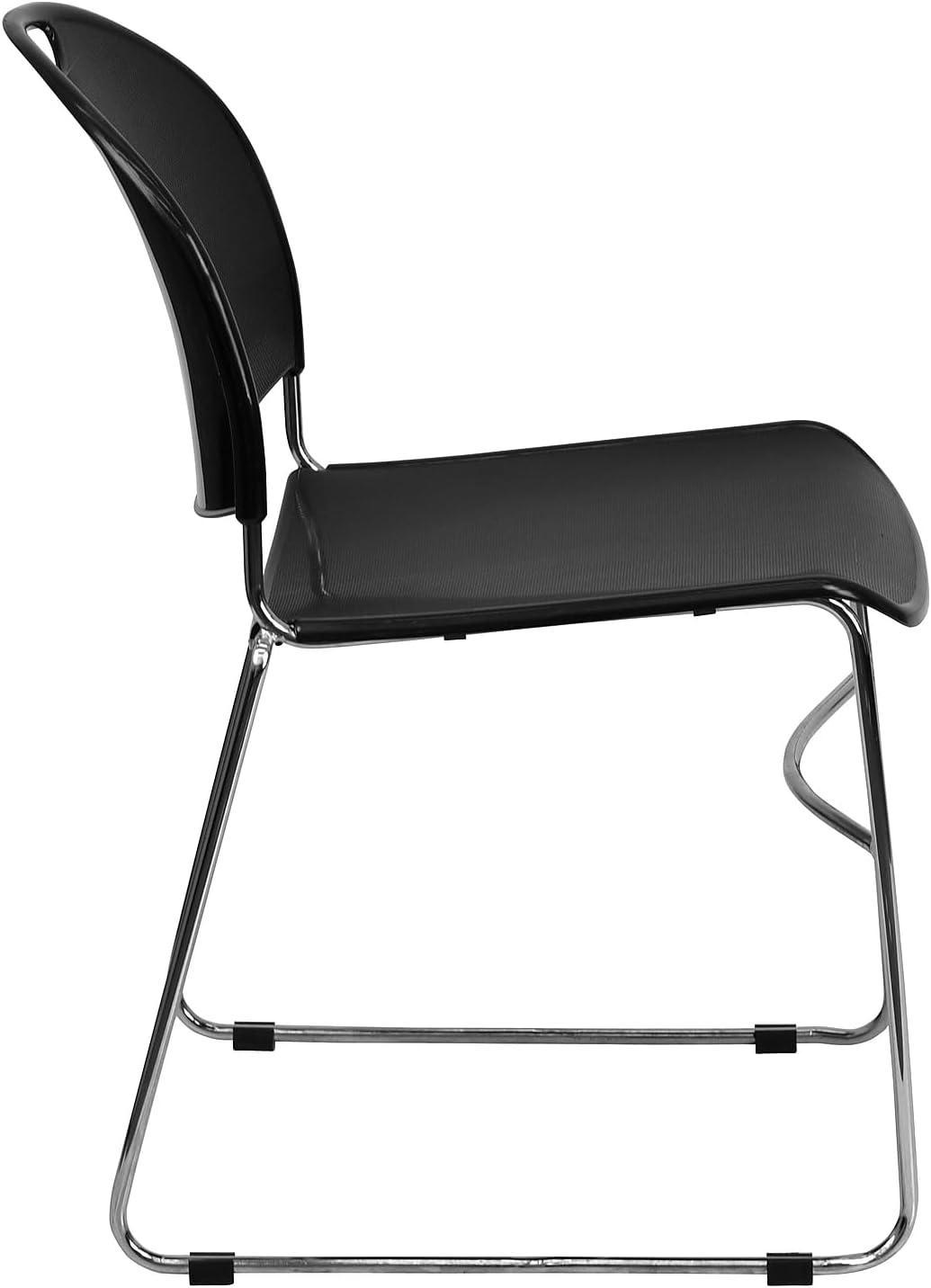 image:imageFlash Furniture 5 Pack HERCULES Series 880 lb Capacity Black UltraCompact Stack Chair with Chrome FrameBlack PlasticChrome Frame