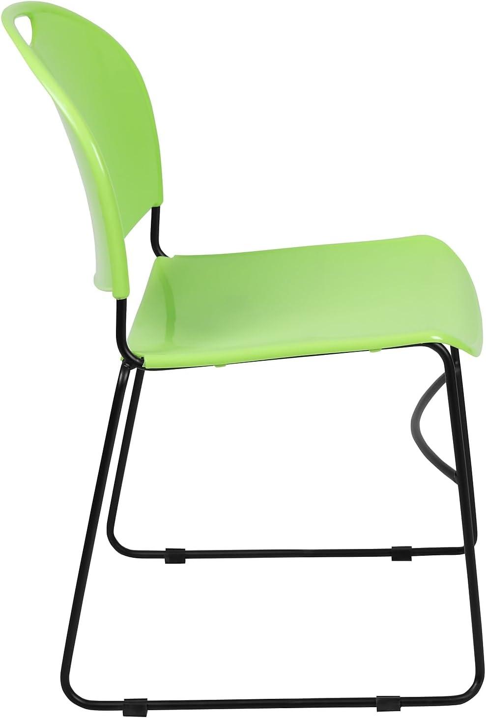image:imageFlash Furniture 5 Pack HERCULES Series 880 lb Capacity Black UltraCompact Stack Chair with Chrome FrameGreen PlasticBlack Frame