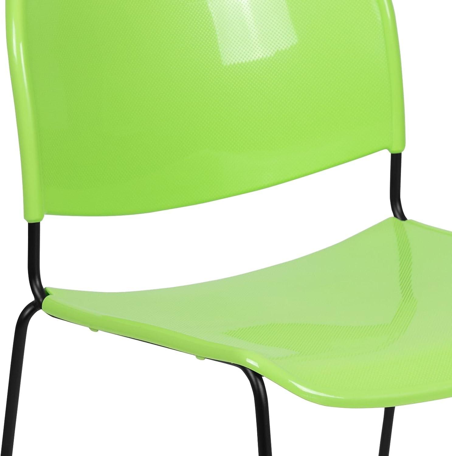 image:imageFlash Furniture 5 Pack HERCULES Series 880 lb Capacity Black UltraCompact Stack Chair with Chrome FrameGreen PlasticBlack Frame