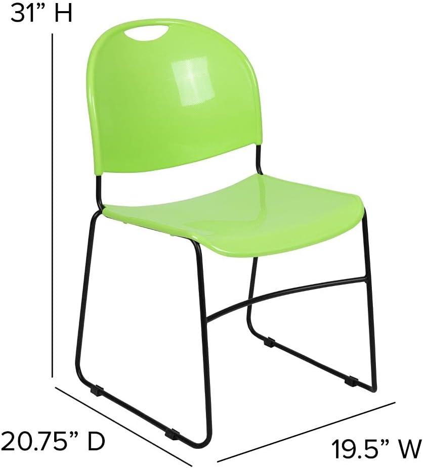 image:imageFlash Furniture 5 Pack HERCULES Series 880 lb Capacity Black UltraCompact Stack Chair with Chrome FrameGreen PlasticBlack Frame