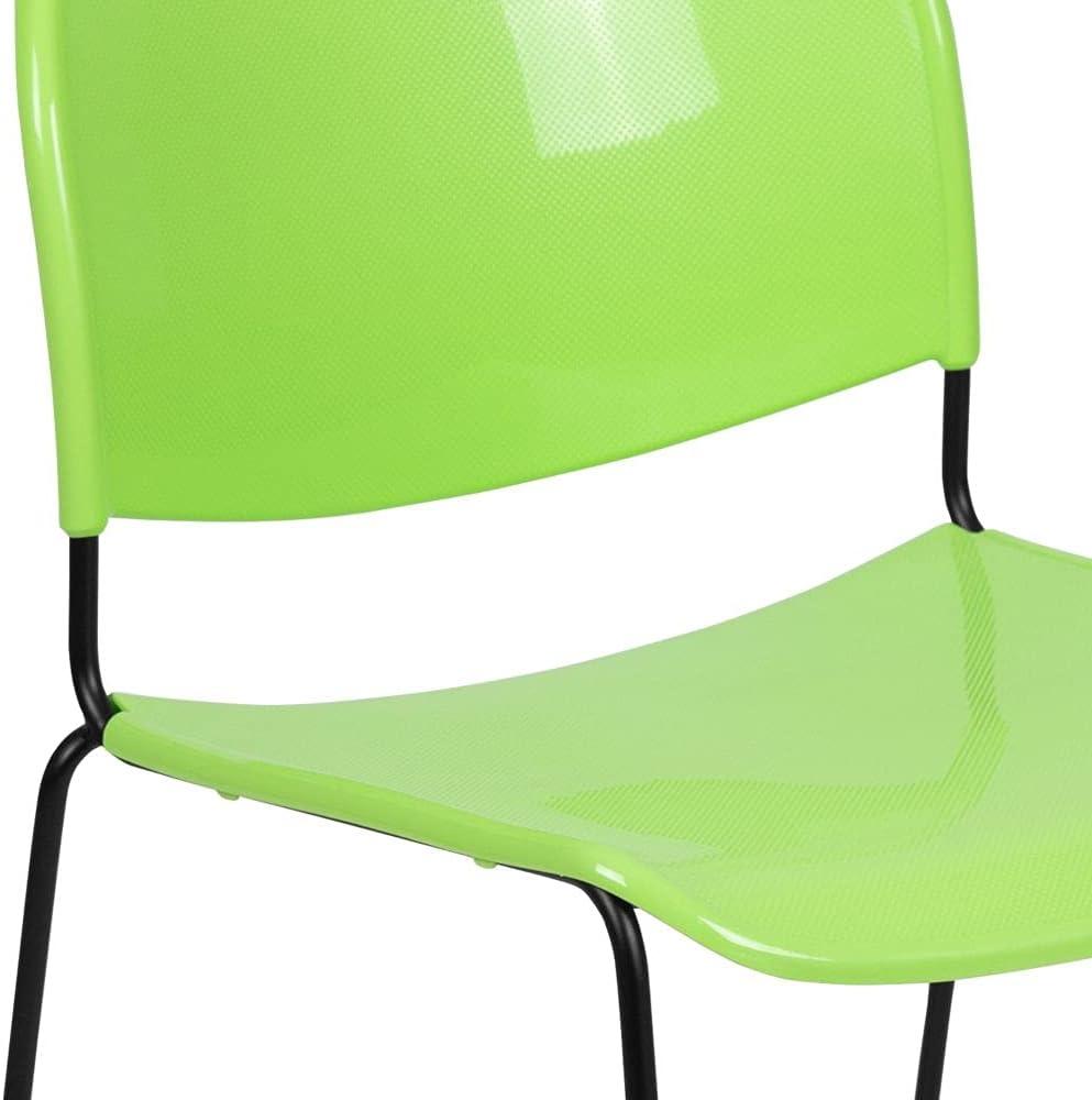 image:imageFlash Furniture 5 Pack HERCULES Series 880 lb Capacity Black UltraCompact Stack Chair with Chrome FrameGreen PlasticBlack Frame