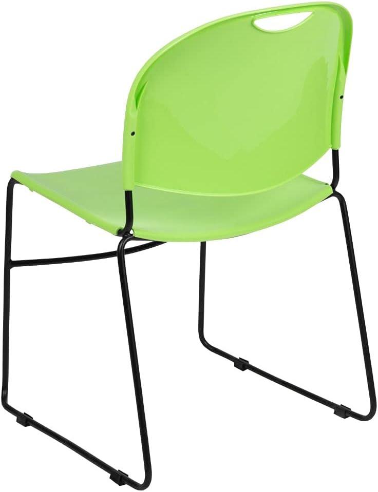 image:imageFlash Furniture 5 Pack HERCULES Series 880 lb Capacity Black UltraCompact Stack Chair with Chrome FrameGreen PlasticBlack Frame