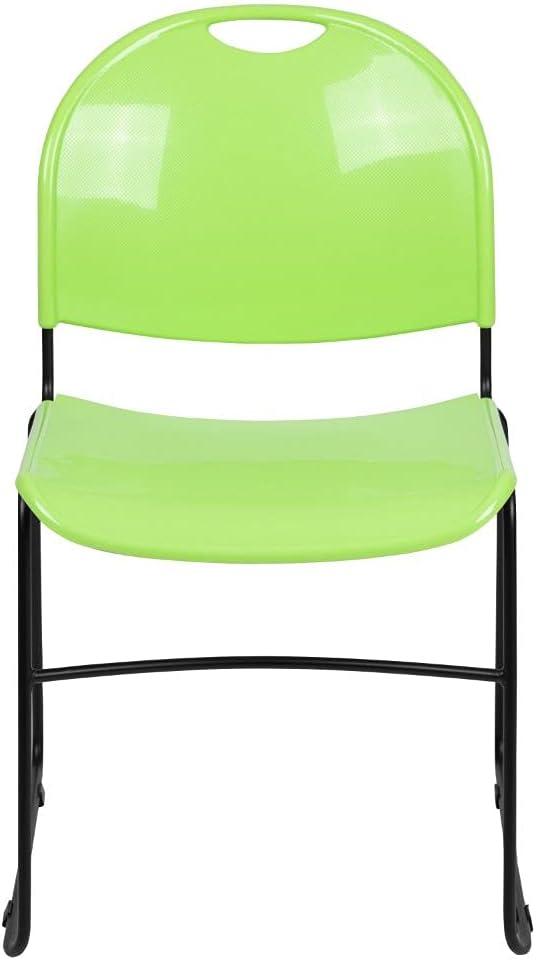 image:imageFlash Furniture 5 Pack HERCULES Series 880 lb Capacity Black UltraCompact Stack Chair with Chrome FrameGreen PlasticBlack Frame