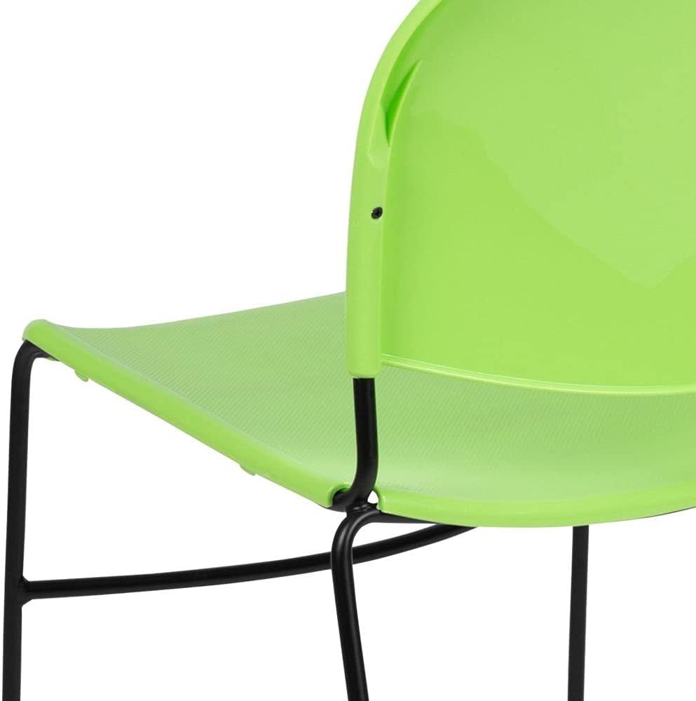 image:imageFlash Furniture 5 Pack HERCULES Series 880 lb Capacity Black UltraCompact Stack Chair with Chrome FrameGreen PlasticBlack Frame